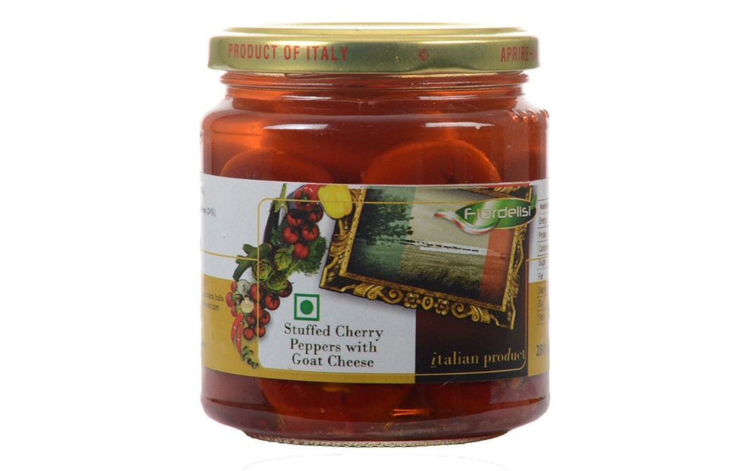 Fiordelisi Stuffed Cherry Peppers with Goat Cheese   Glass Jar  280 grams